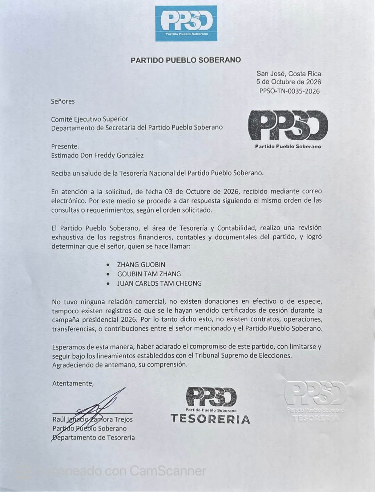 Tesorería PPSO Guobin Tam Zhang