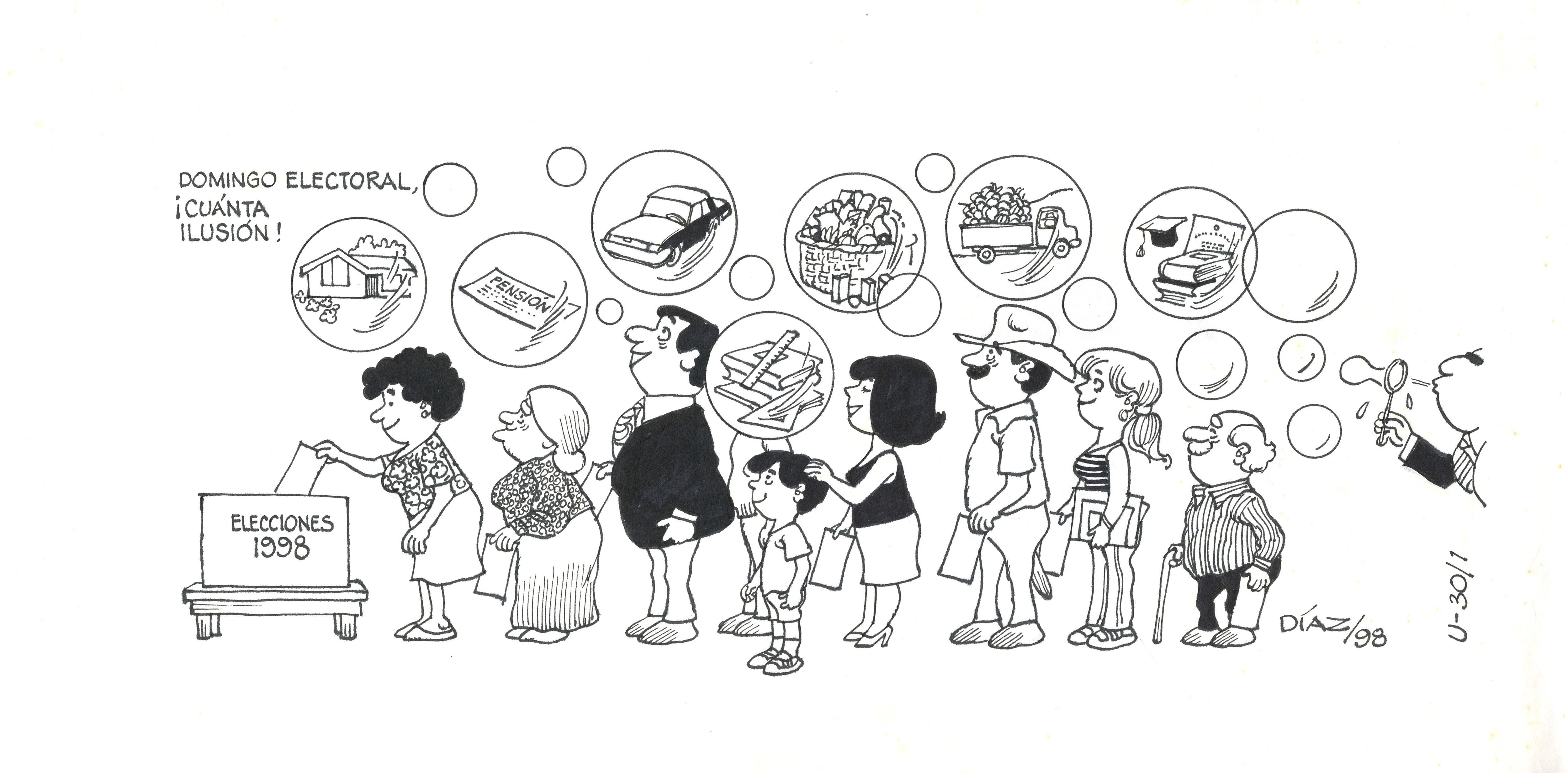 El pueblo costarricense debe rescatar sus recursos naturales. Para semanario Pueblo. Tinta china sobre cartulina. 1977. Colección Museo UCR.