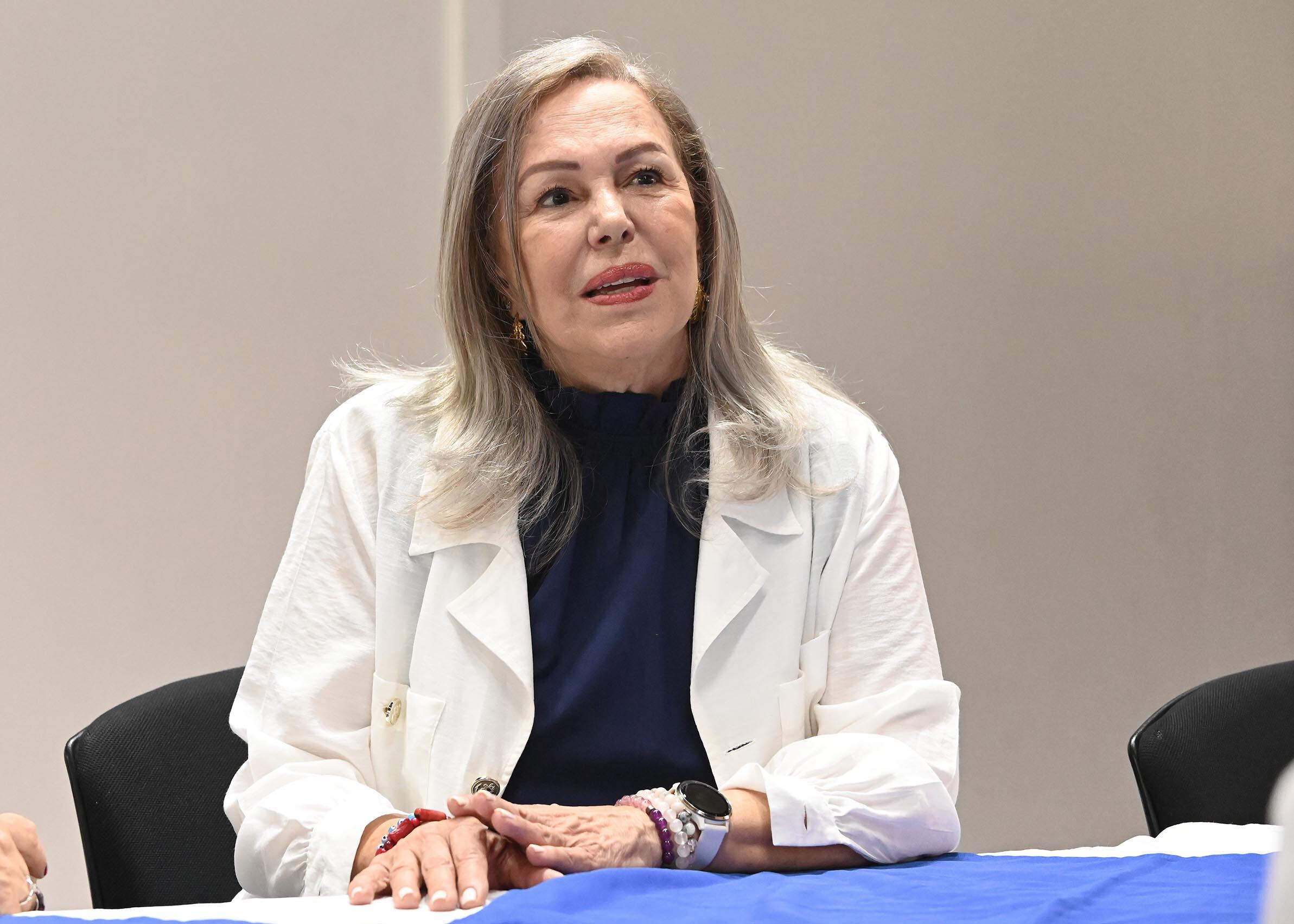 21 de setiembre del 2025. Colegio de Ingernieros Agrónomos, Moravia, San José. 11:00 hrs. El partido Centro Democrático Social realizó una asamblea en la cual fueron electos los puestos de presidente y diputados del primer y segundo lugar de San José. Como candidata a la presidencia de la República para el período 2026-2030 fue electa Ana Virginia Calzada y como candidatos a diputados Emilio Arias (primer lugar San José) y Carla Salguero (segundo lugar). En la foto: Carla Salguero Moya. Foto: Albert Marín