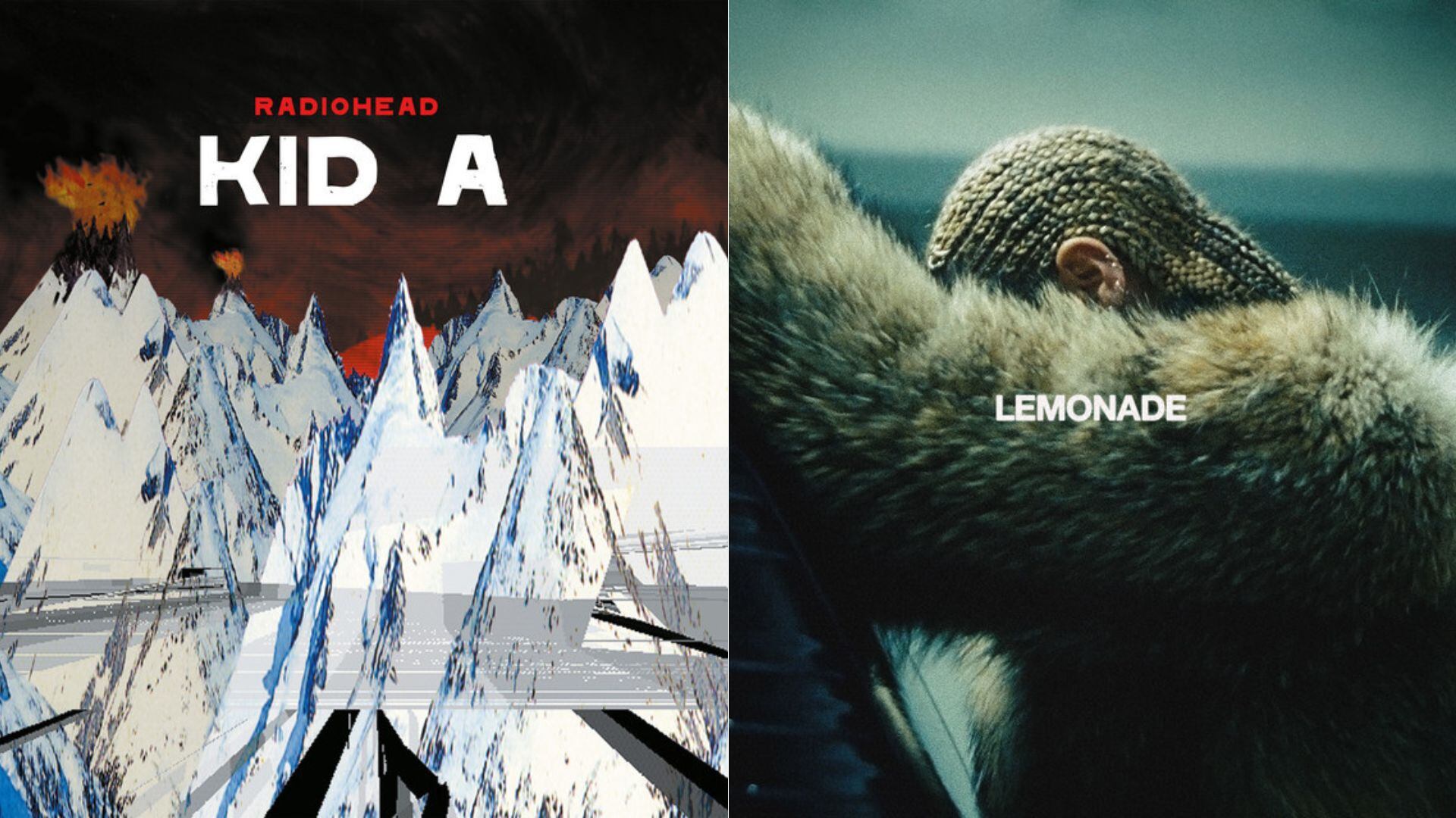 Portadas de 'Lemonade' de Beyoncé y 'Kid A' de Radiohead.