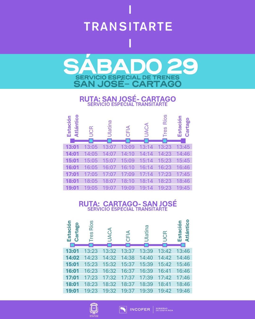 La ruta San José-Cartago tendrá siete horarios el sábado.