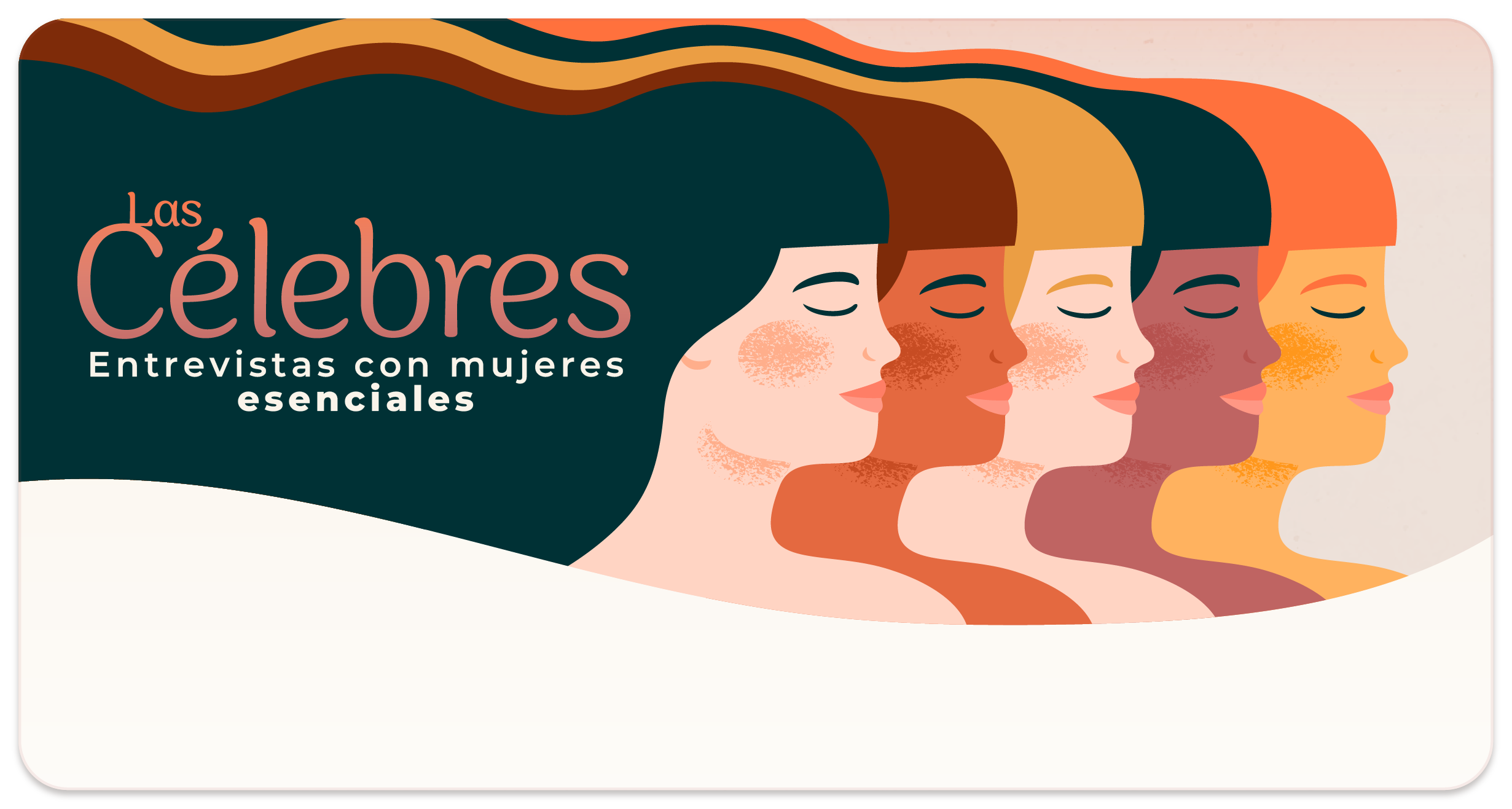 'Las Célebres', programa radial de Mía Gallegos sobre mujeres insignes de Costa Rica. Diseño de Marcela Álvarez Gallegos.