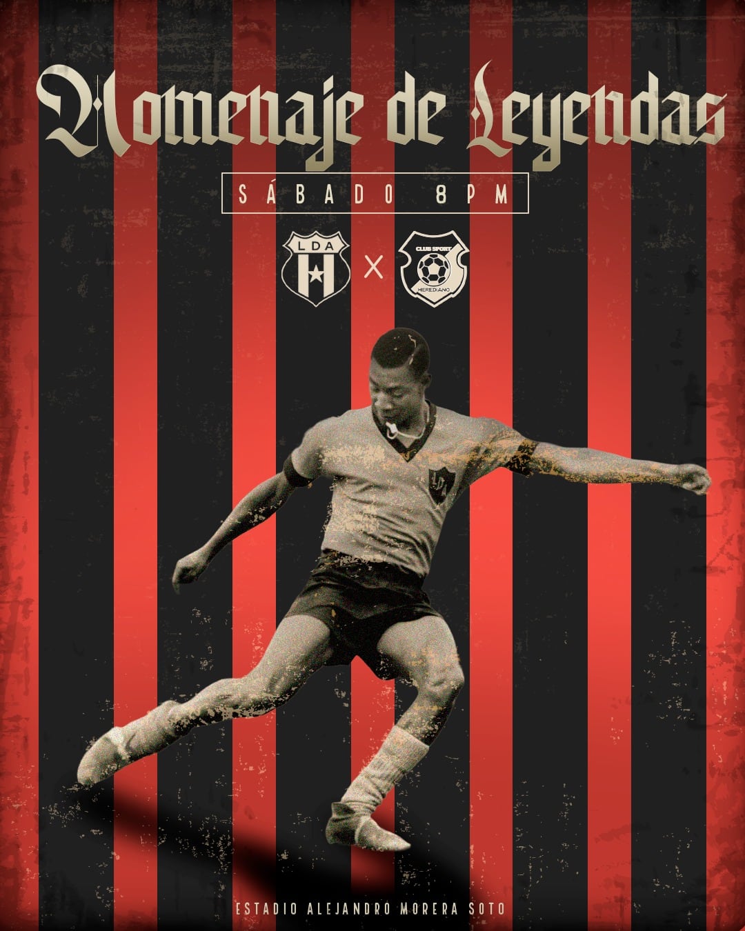 Así anuncia Liga Deportiva Alajuelense el homenaje a varias leyendas del club.