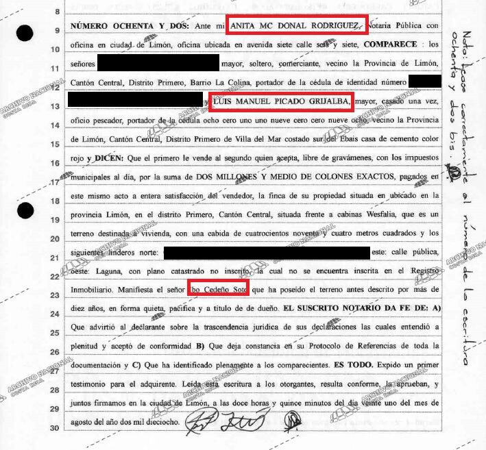 Escritura de Anita McDonald