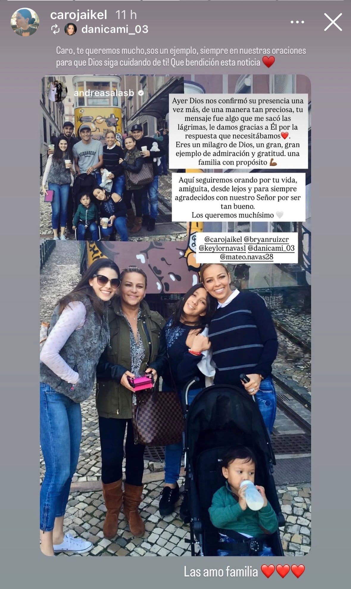 La familia de Keylor Navas se alegró con las buenas nuevas de Carolina Jaikel y Bryan Ruiz.