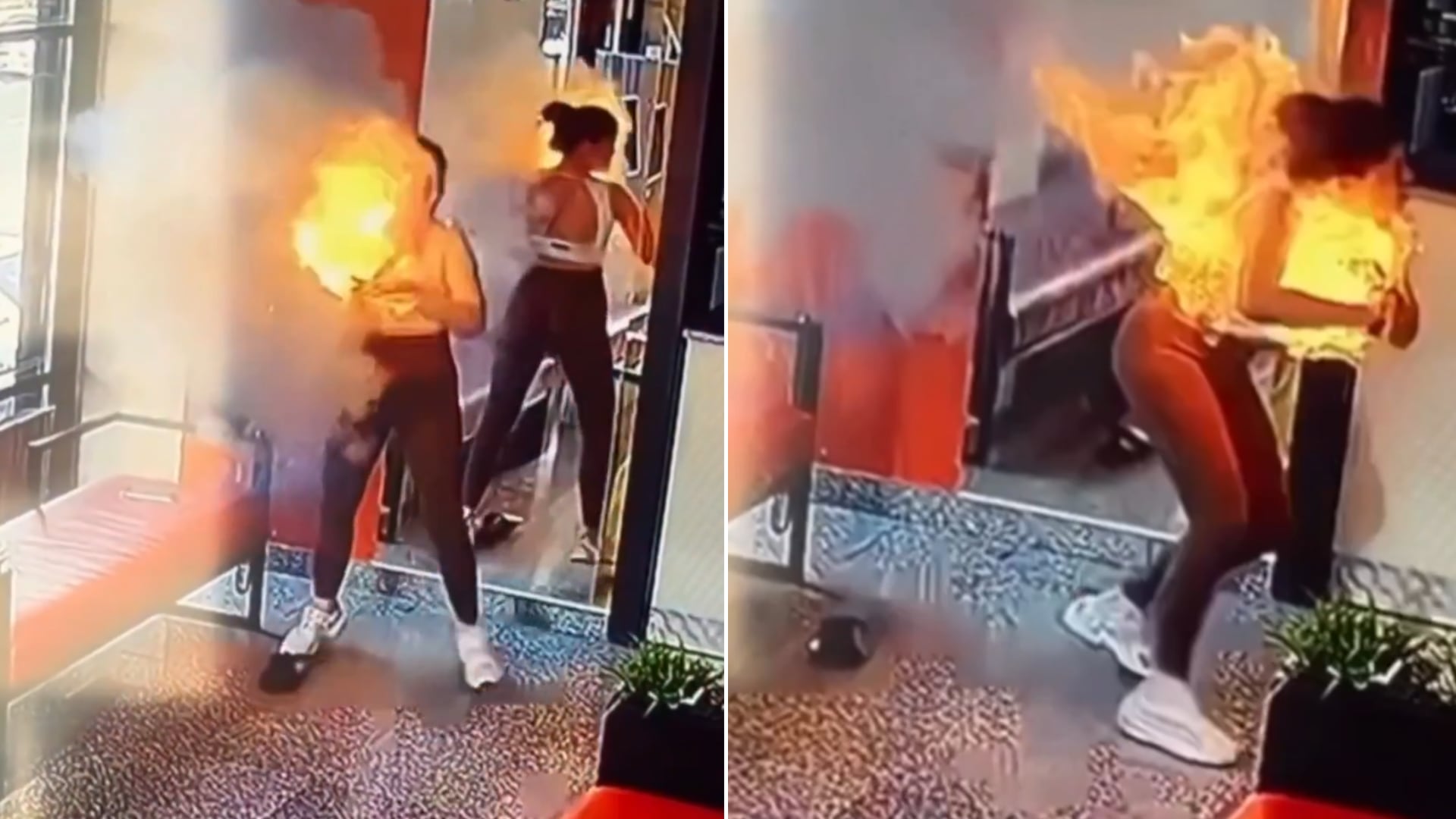 Una cámara de seguridad captó el instante en que un cargador portátil se incendió dentro de un bolso y causó lesiones severas a una influencer.
