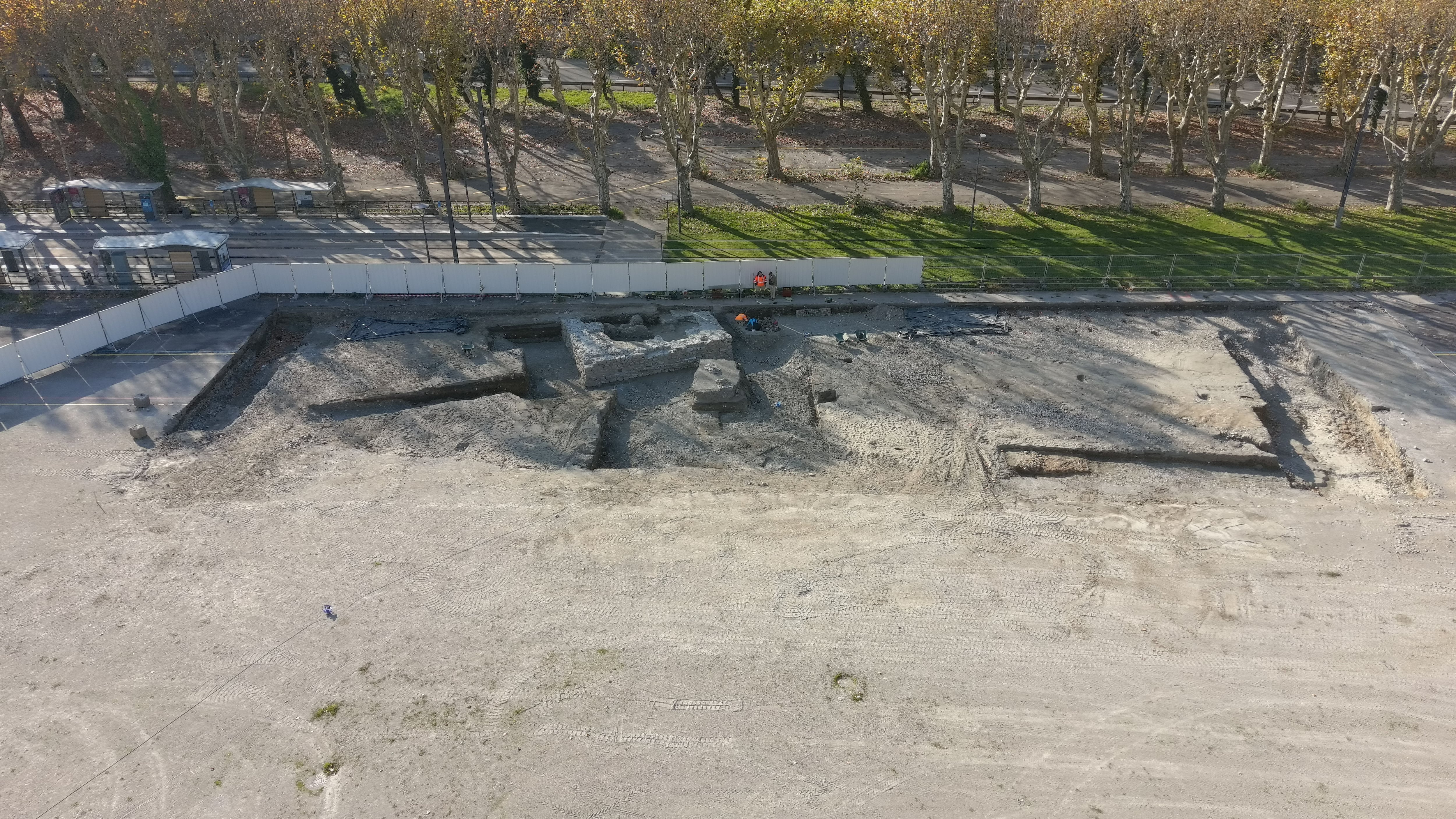 Vista aérea de la excavación.