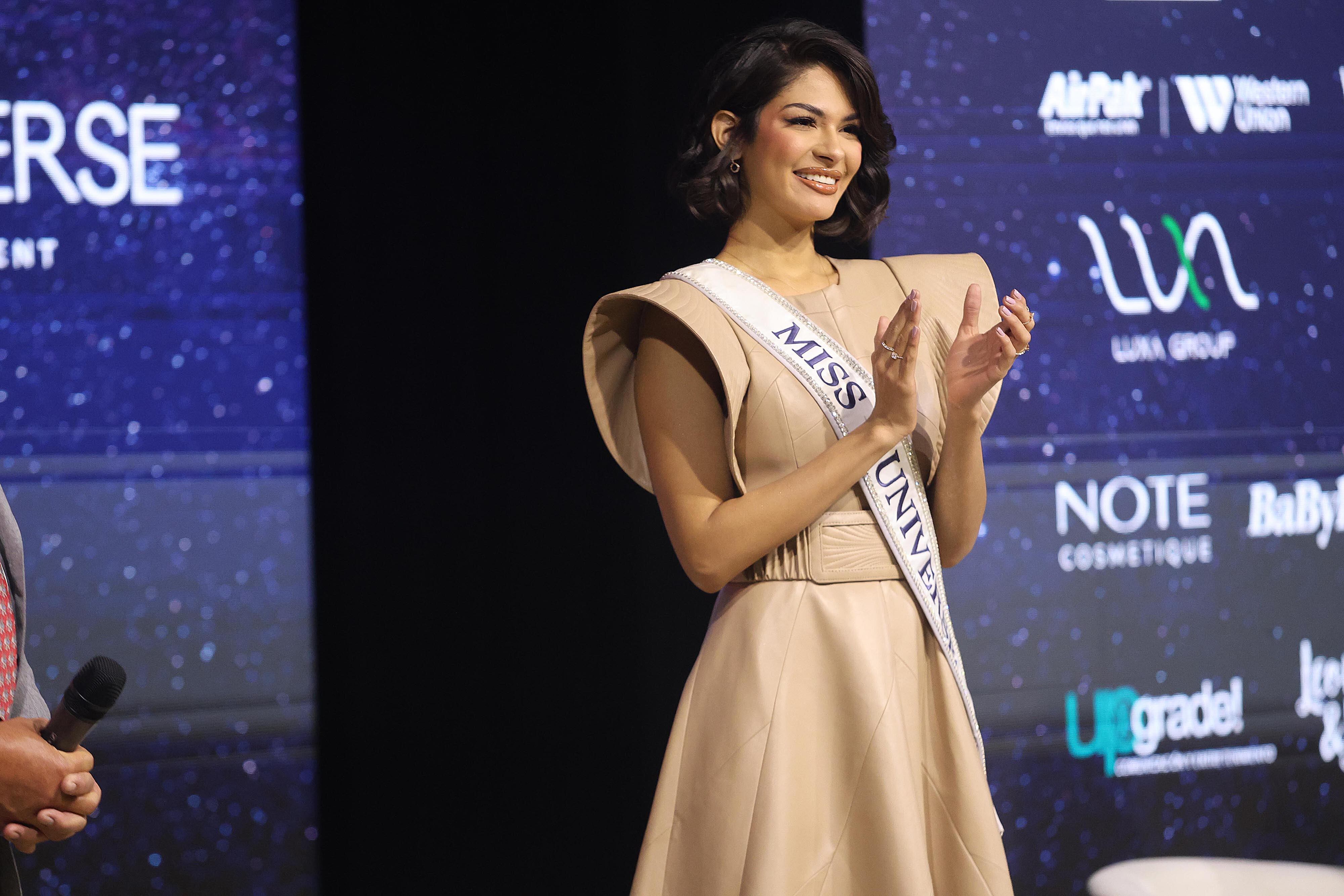 27/02/2023 Pavas. La nicaragüense, Sheynnis Palacios, actual miss Universo, participó esta mañana en un evento en el Centro Eventos Grupo Moreno. La reina de belleza se mostró feliz y agradecida con los ticos y nicaragüenses, Foto: Rafael Pacheco Granados