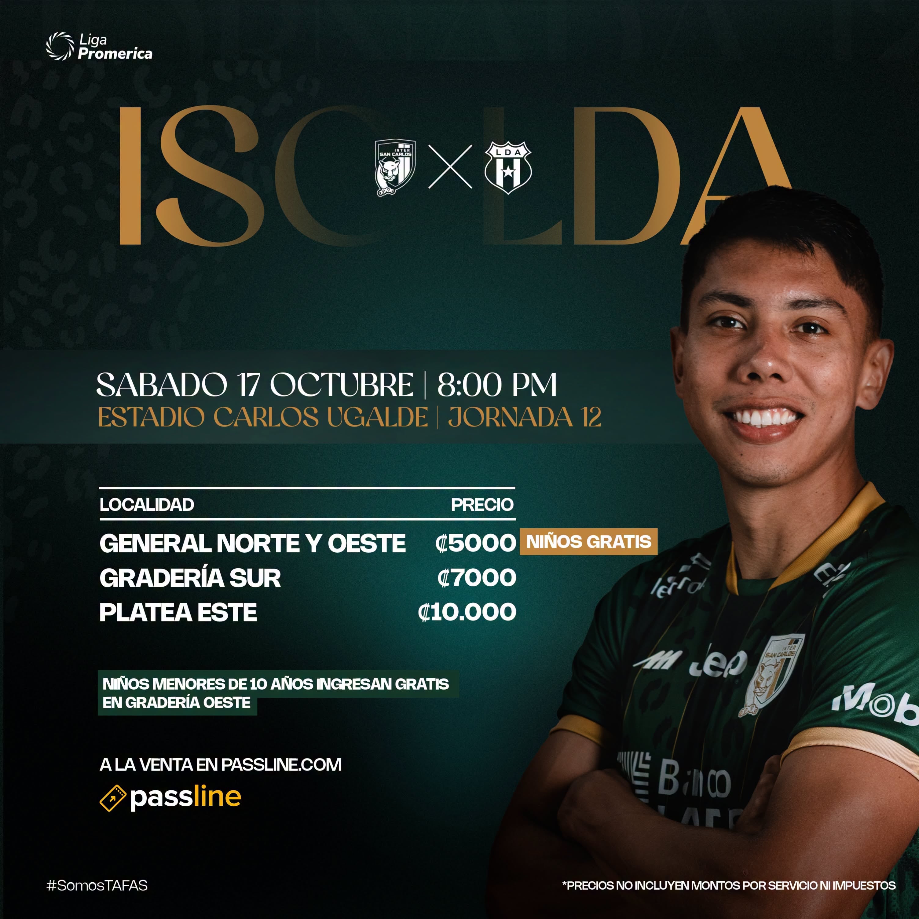 Estos son los precios de las entradas para el partido entre Inter San Carlos y Liga Deportiva Alajuelense.