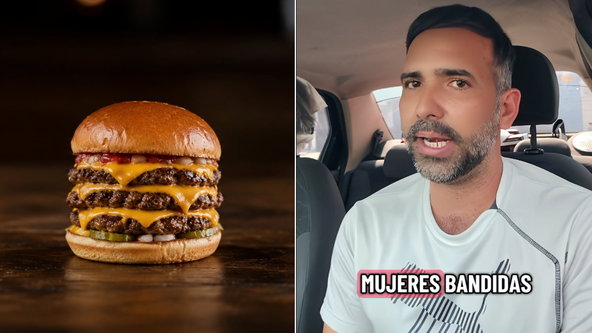 El video sobre una hamburguesa triple desató una discusión sobre relaciones de pareja y fue aprovechado por restaurantes para impulsar promociones.