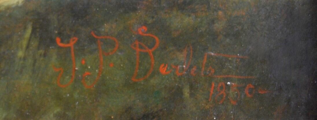 La firma del supuesto pintor Jean Paul Berlete, que es un personaje ficticio creador por un falsificador nacional.