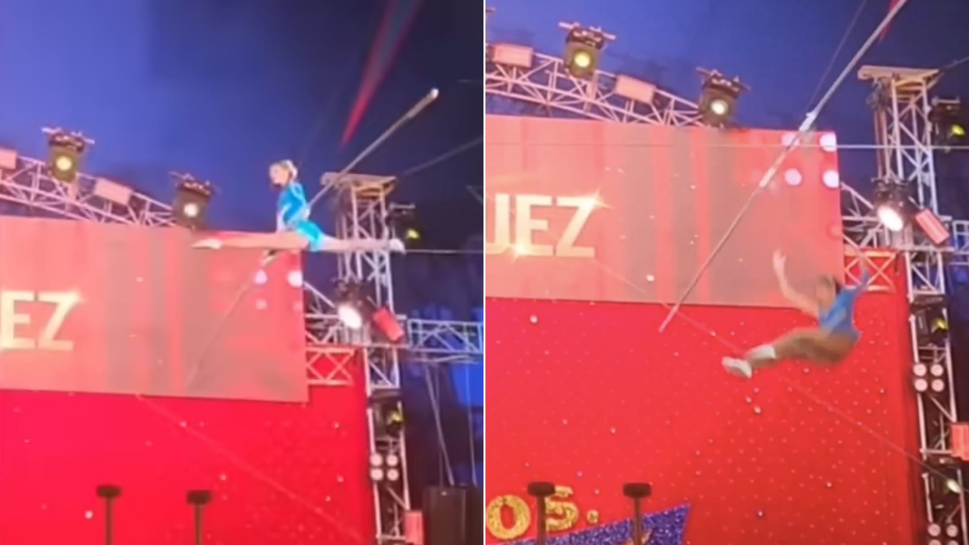 Un acto de cuerda floja en el circo Hermanos Gasca terminó con la caída de una trapecista colombiana de 19 años desde 10 metros de altura.