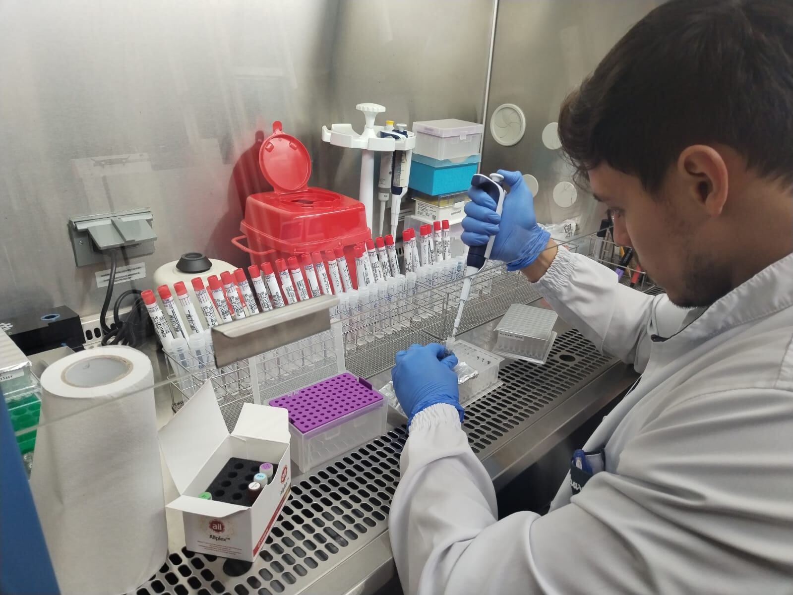 Un especialista de la CCSS analiza muestras en laboratorio para detectar casos de tosferina.