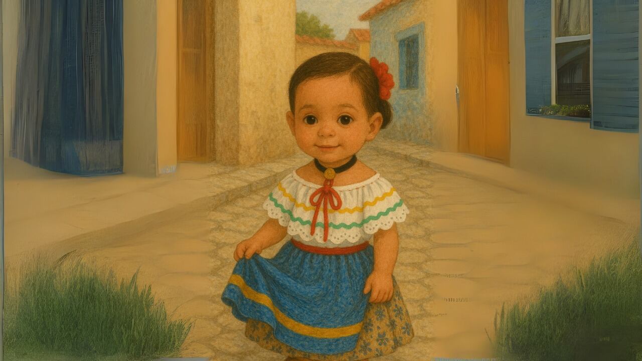 Nilña vestida de campesina, traje típico costarricense, 25 de julio, Anexión de Nicoya