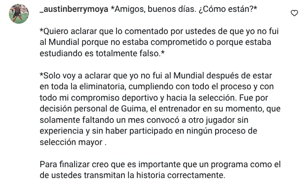 Austin Berry respondio a Tigo Sports