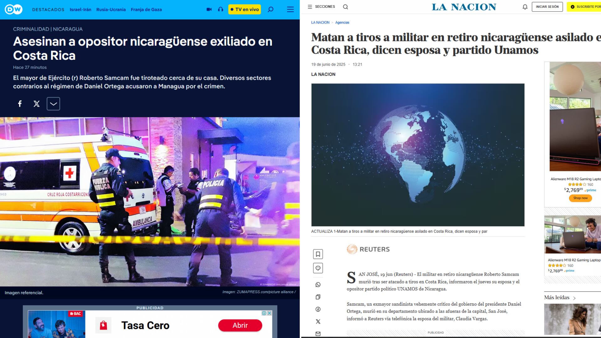 Medios de alemania como DW y La Nación de Argentina dieron seguimiento al asesinato de Roberto Samcam.