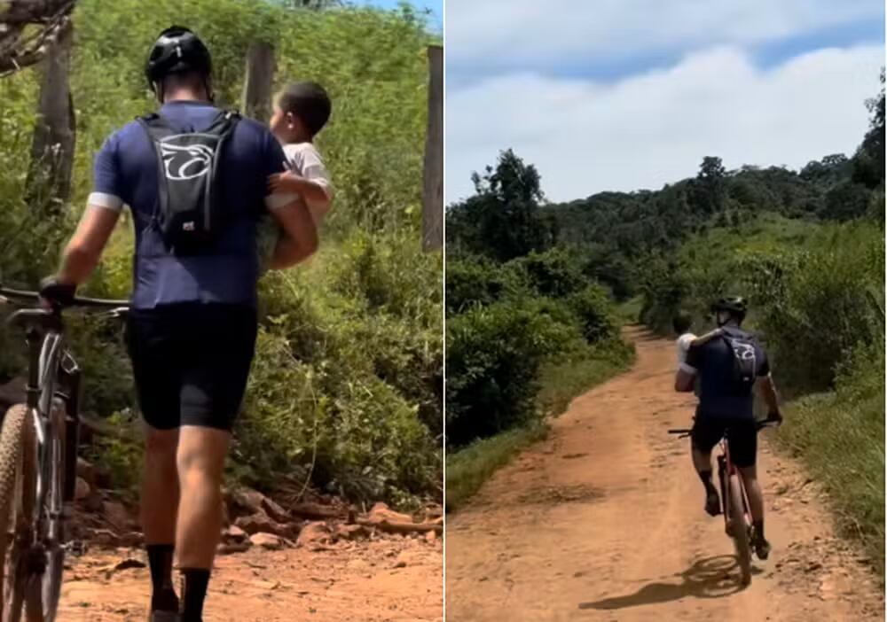 Pareja de ciclistas encuentra a un niño de 2 años perdido en una ruta de difícil acceso en Goiás, Brasil. El menor estaba solo y desorientado hasta que fue reunido con su familia gracias a la intervención de los deportistas.
