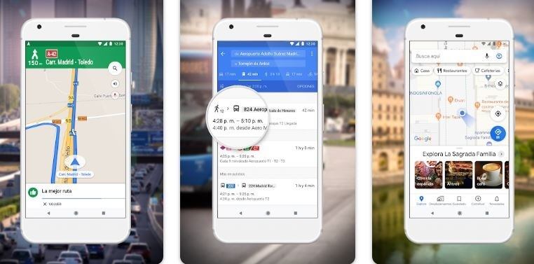 Vista de la interfaz de Google Maps con un ícono de reporte de incidente de tráfico, mostrando cómo se integran los datos de Waze en tiempo real.