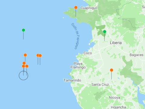 La zona oceánica donde este 9 de junio se detectó la seguidilla de temblores es de alto potencial sísmico. Imagen RSN.