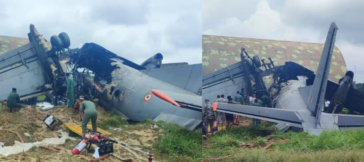 Un avión de transporte de la Fuerza Aérea de India se estrelló en el estado de Assam cuando intentaba aterrizar.