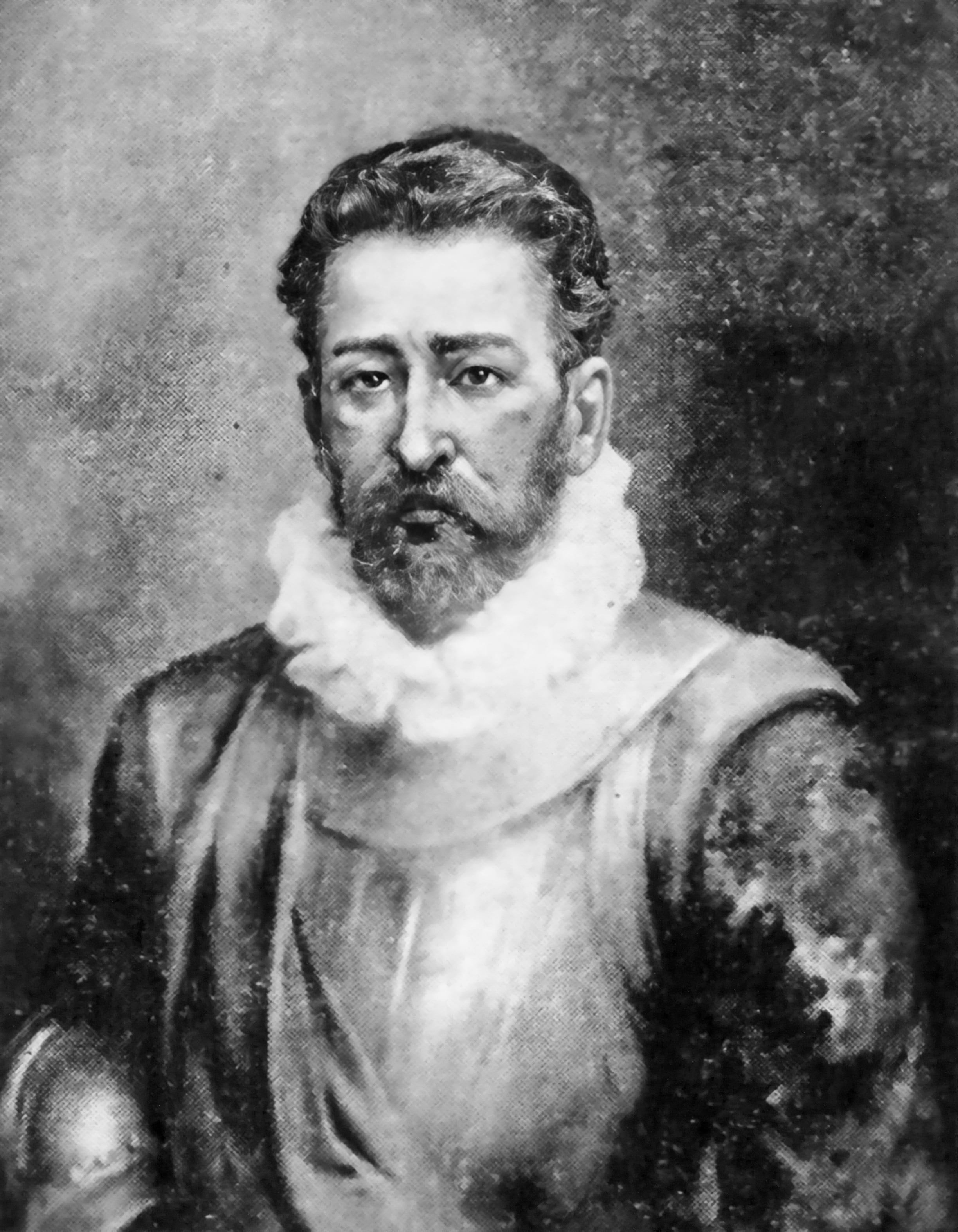 Retrato idealizado del conquistador por el pintor Tomás Povedano. Se reproduce de la obra de Carlos Meléndez, 'Juan Vázquez de Coronado. Conquistador y fundador de Costa Rica'.