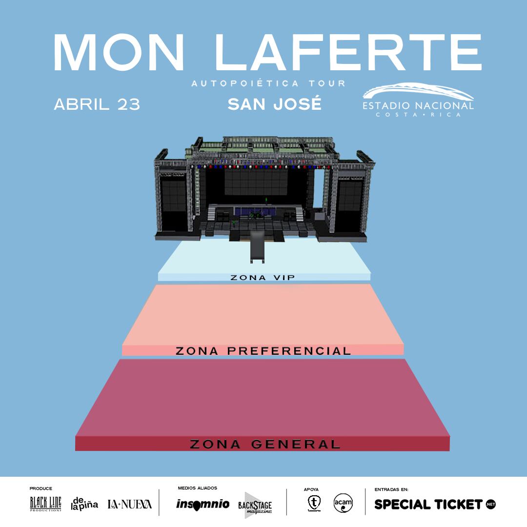 Las localidades para ver a Mon Laferte se dividen en tres: General (¢27.000), Preferencial (¢40.000) y VIP (¢52.000).