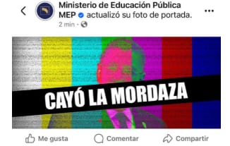 El Ministerio de Educación Pública (MEP) publicó en sus redes sociales esta imagen en crítica a la veda electoral sobre el sector público.