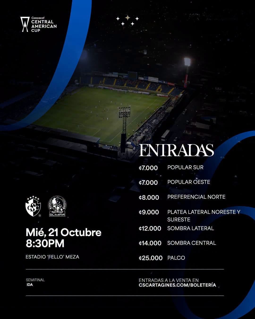 Este es el precio de las entradas para el partido entre Cartaginés y Olimpia.