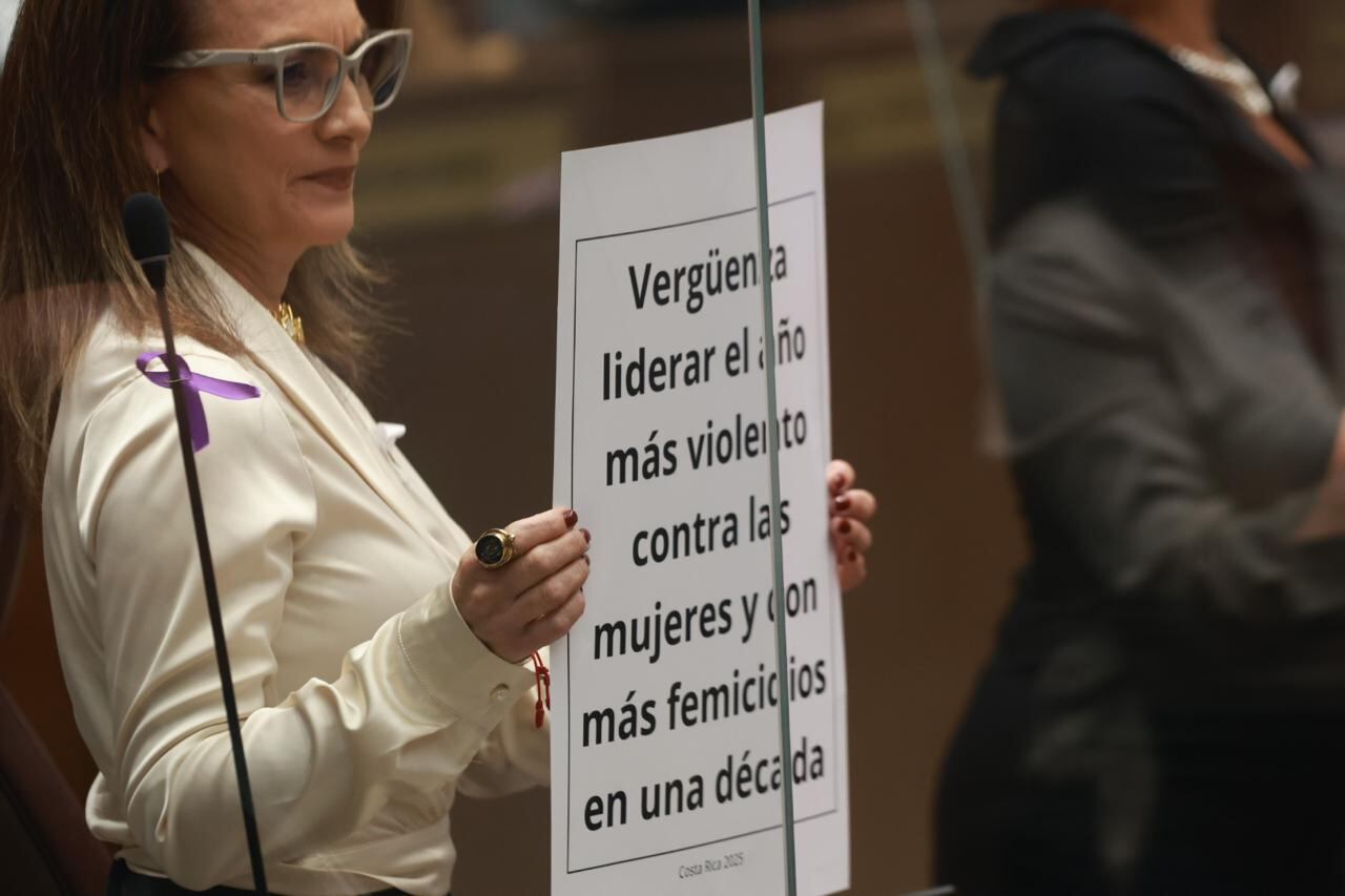 Diputados muestran mensajes de protesta durante discurso de Rodrigo Chaves