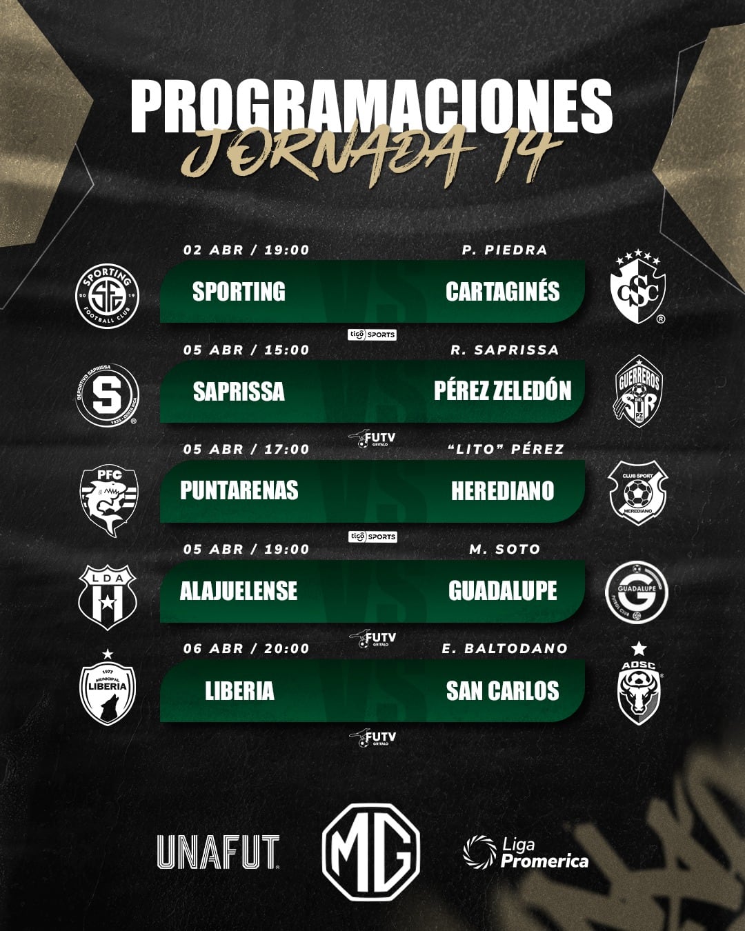 La Unafut oficializó la programación de la jornada 14 del Torneo de Clausura 2026.