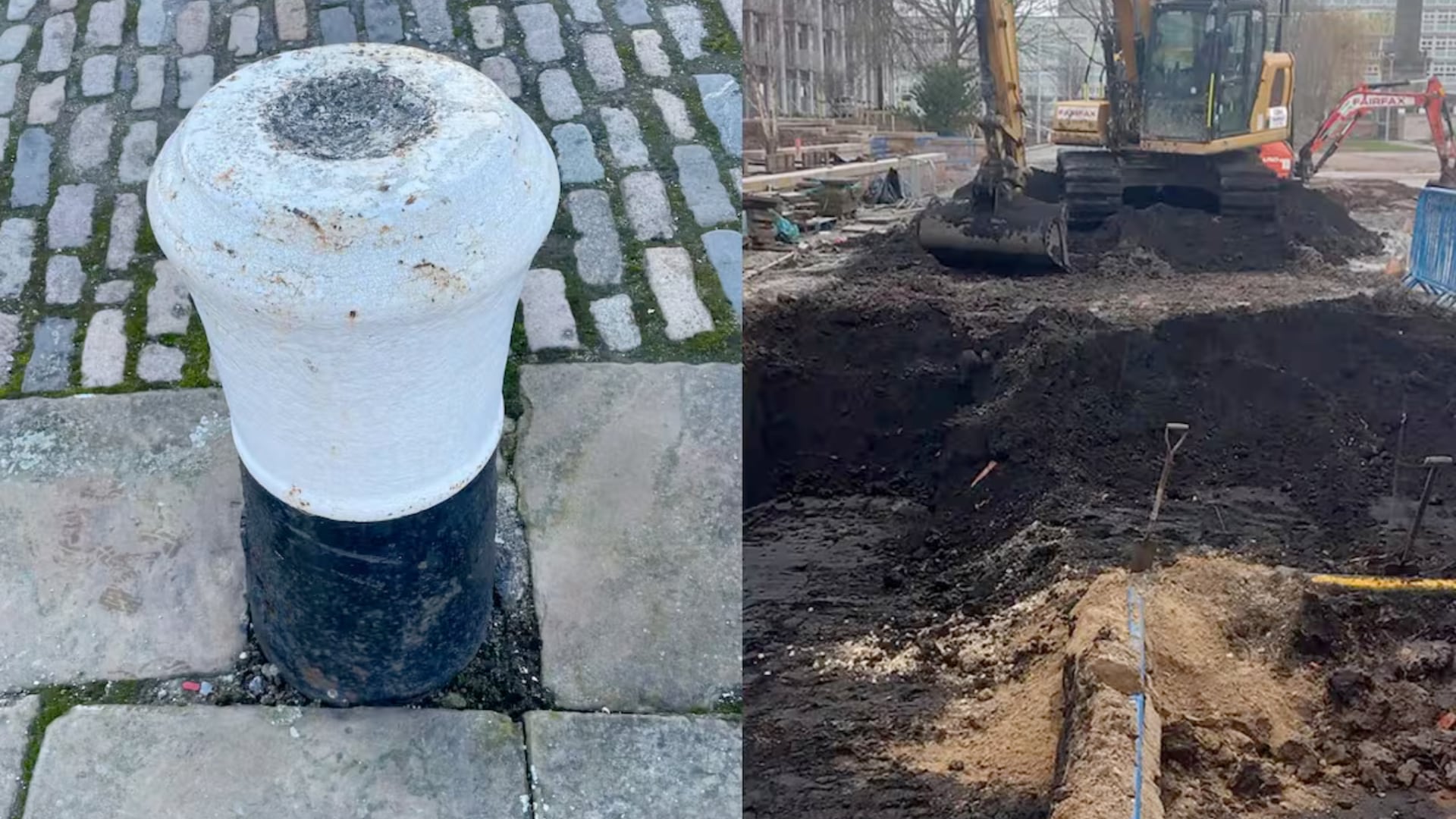 Un cañón del siglo XVII o XVIII apareció en una obra en Reino Unido. Estudios indican que fue desactivado y usado como poste antes de quedar enterrado.