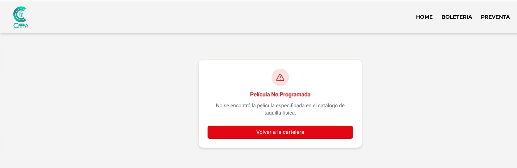 Los enlaces para la compra de tiquetes de 'Naza' en Cinema San Pedro llevan a esta pantalla.