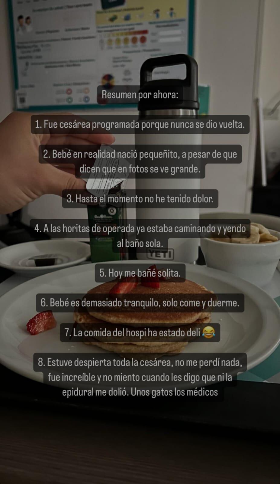 Estos fueron algunos datos que Michelle compartió sobre la experiencia del nacimiento. Foto: Instagram