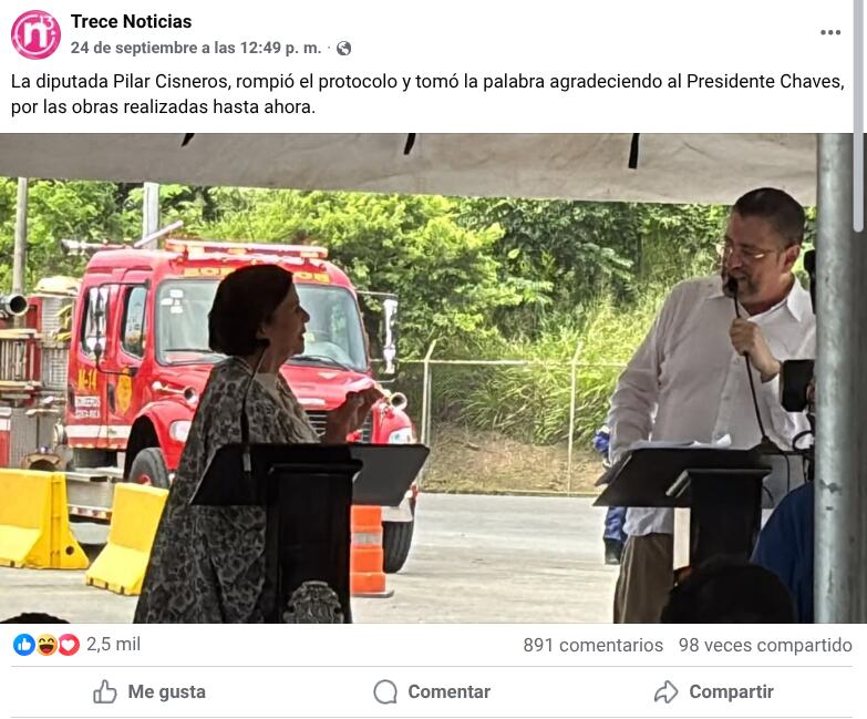 El canal Trece Noticias, del Sinart, ha emitido publicaciones favorables sobre figuras del gobierno.