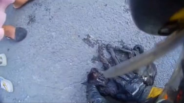 Cámara de bombero capta el rescate de dos gatos durante incendio: así fue el momento