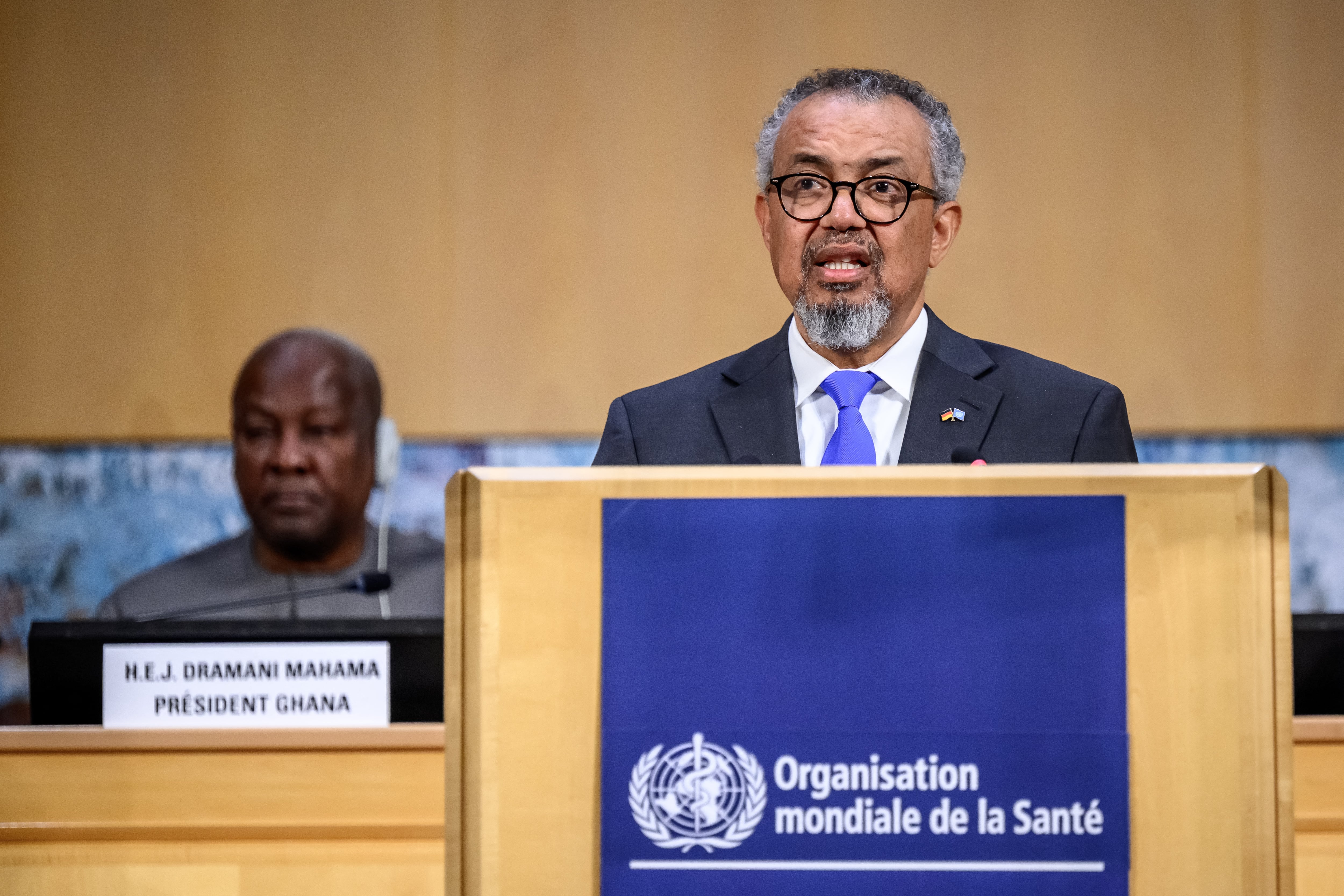 El director general de la OMS, Tedros Adhanom Ghebreyesus, pronunció un discurso en la inauguración de la 79.ª Asamblea General de la OMS