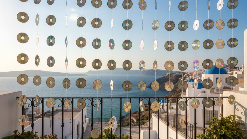 Los CD colgados en balcones usan reflejos solares para disuadir a las aves y evitar que se posen o aniden, una técnica respaldada por estudios científicos.