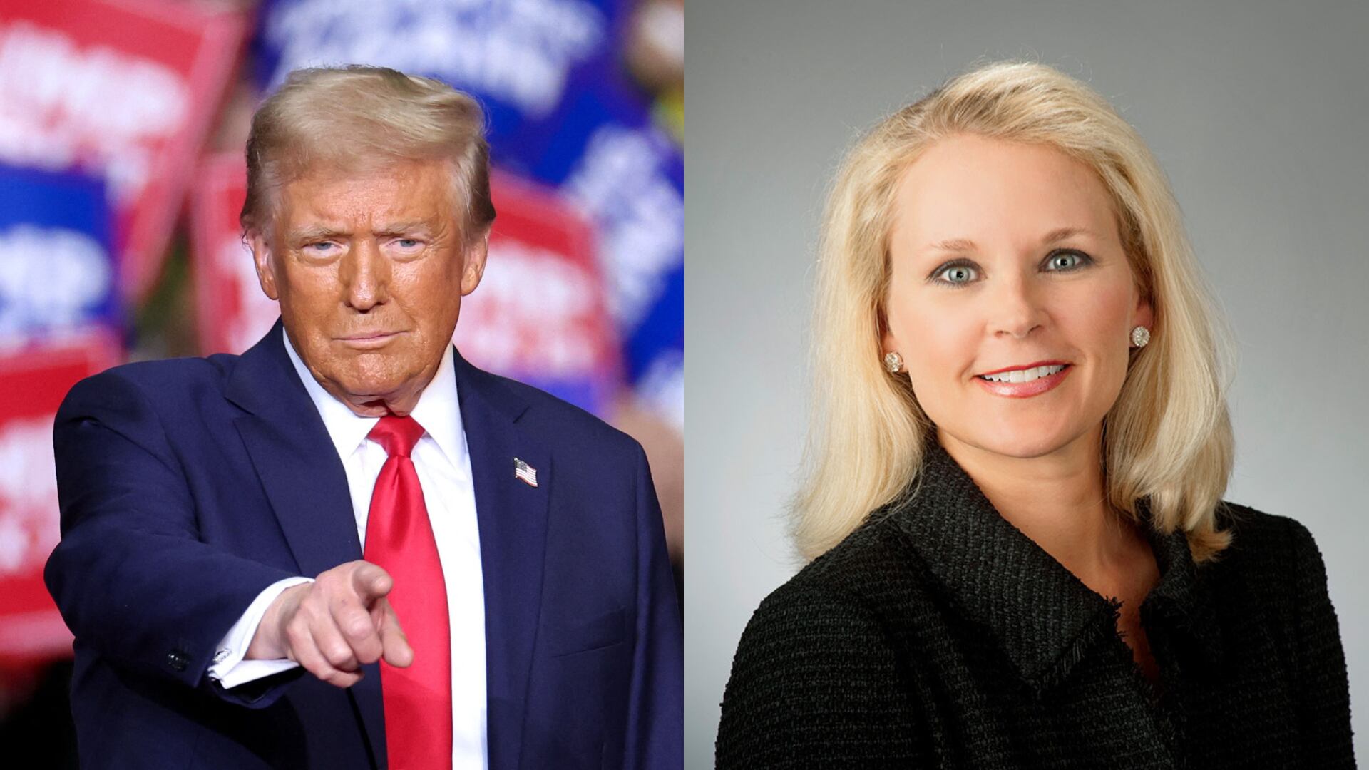 El presidente trump y Melinda Hildebrand