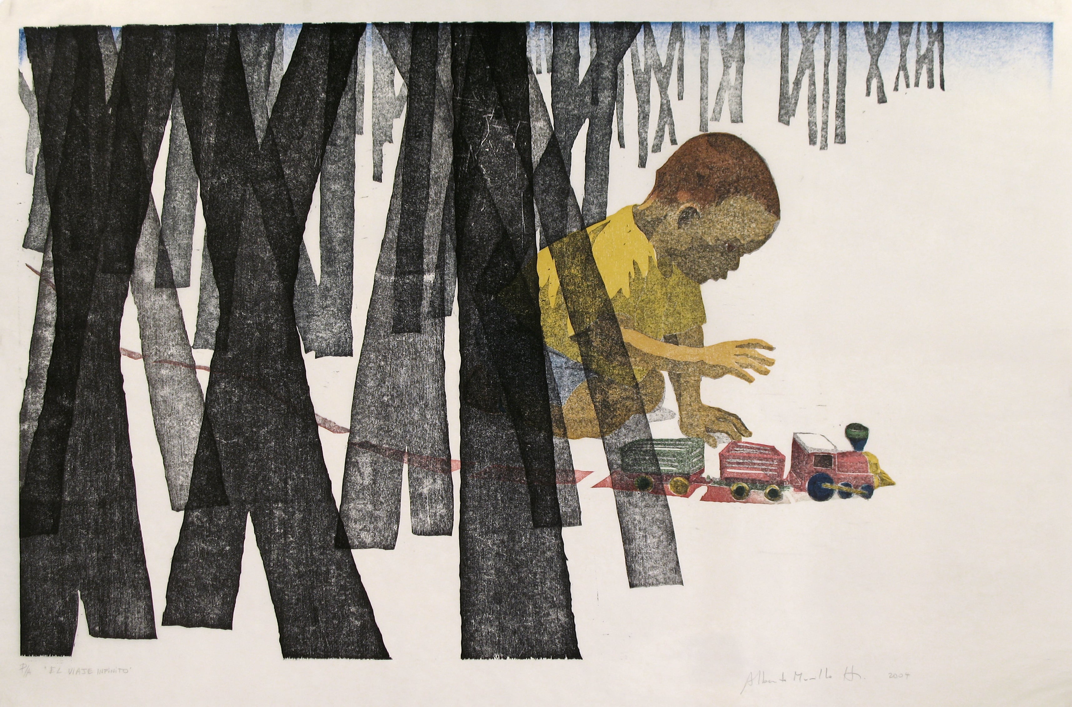 El viaje infinito, cromoxilografía, 2004