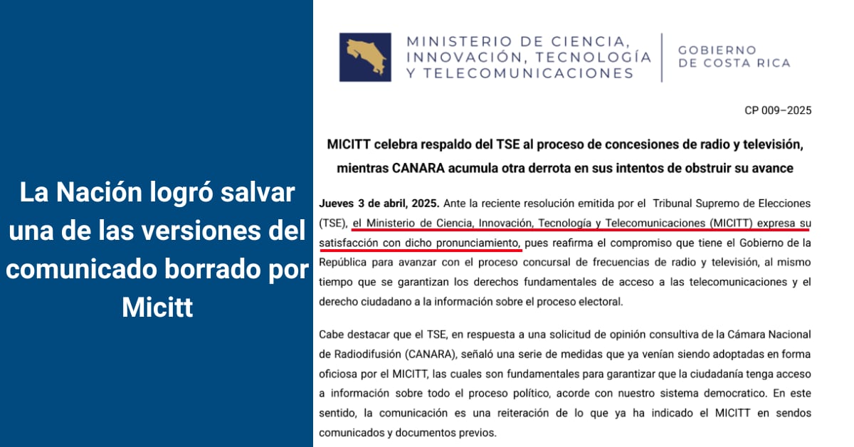 Documento recuperado por La Nación expresa satisfacción con la resolución del TSE, que impide al gobierno provocar un apagón de radio.