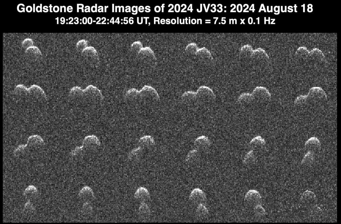 El asteroide 2024 JV33, con forma peculiar y clasificado como potencialmente peligroso, fue captado por el radar Goldstone.