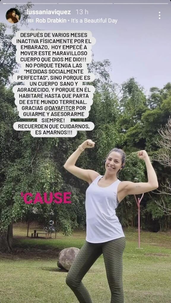 La presentadora Lussania Víquez retoma la actividad física de a poco. Además, comparte con sus segruidores como va su proceso postparto