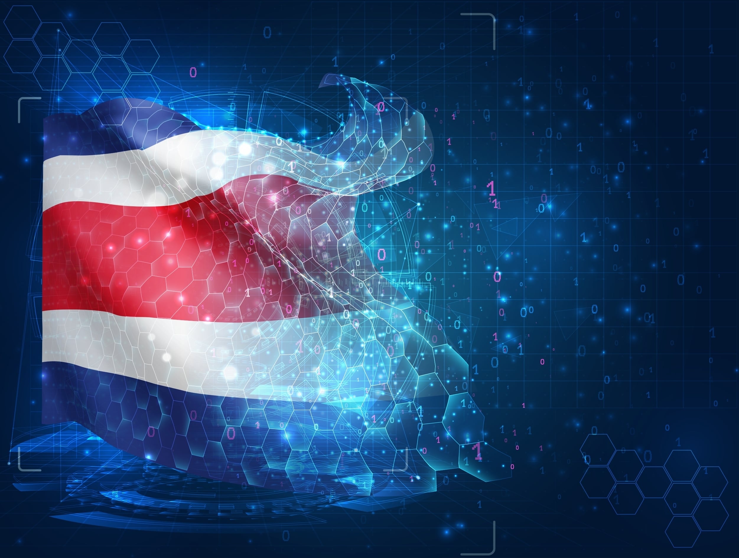 Bandera de Costa Rica con fondo vectorizado, concepto de tecnología, inteligencia artificial