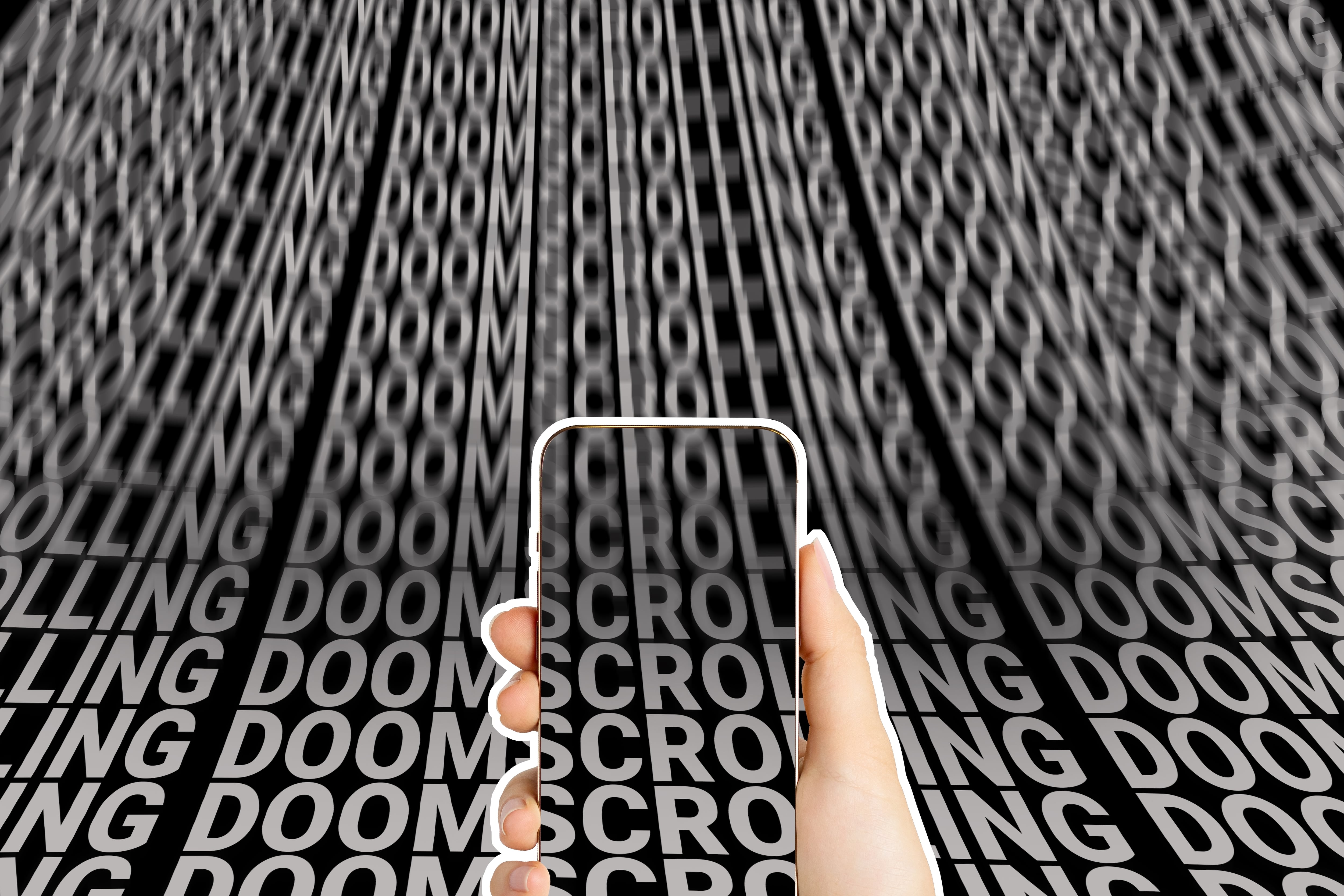 Doomscrolling, scroll infinito, teléfono celular, tiempo sin límite haciendo scrolling
