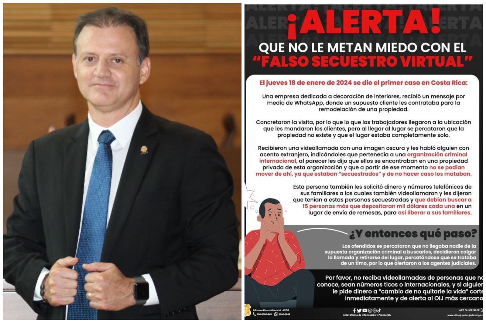 Luis Diego Vargas, diputado del PLP, denunció un intento de estafa donde un grupo criminal fingió , de forma virtual, haber secuestrado a su primo, a quien los aislaron haciéndole creer que estaba en terreno de una banda criminal