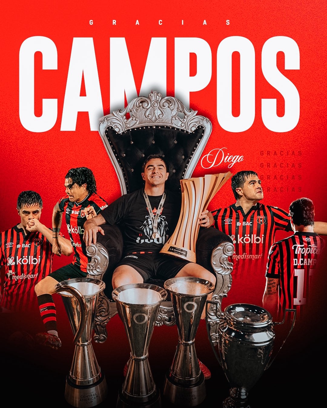 Así se despidió Liga Deportiva Alajuelense de Diego Campos.