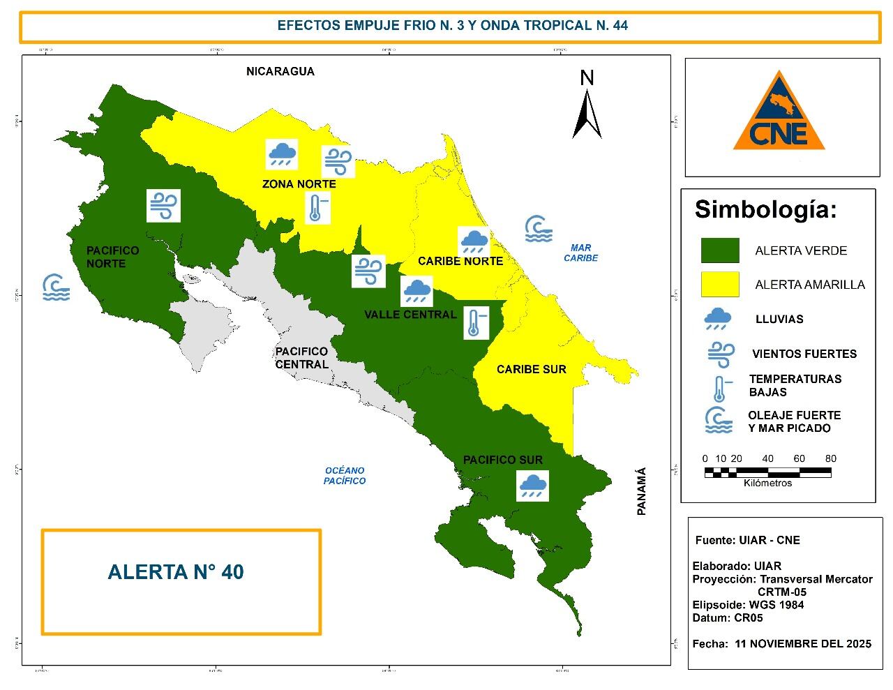 CNE eleva el nivel de alertas por lluvias.