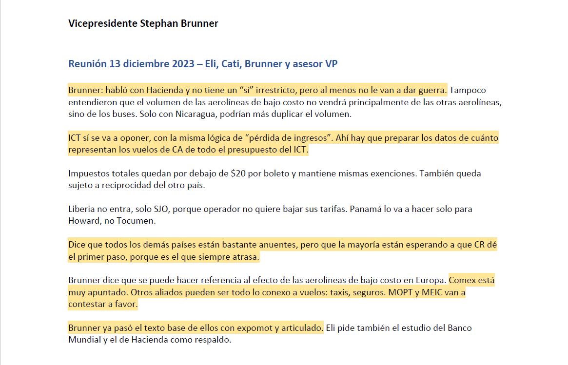 Minuta reunión Eliécer Feinzaig y Stephan Brunner