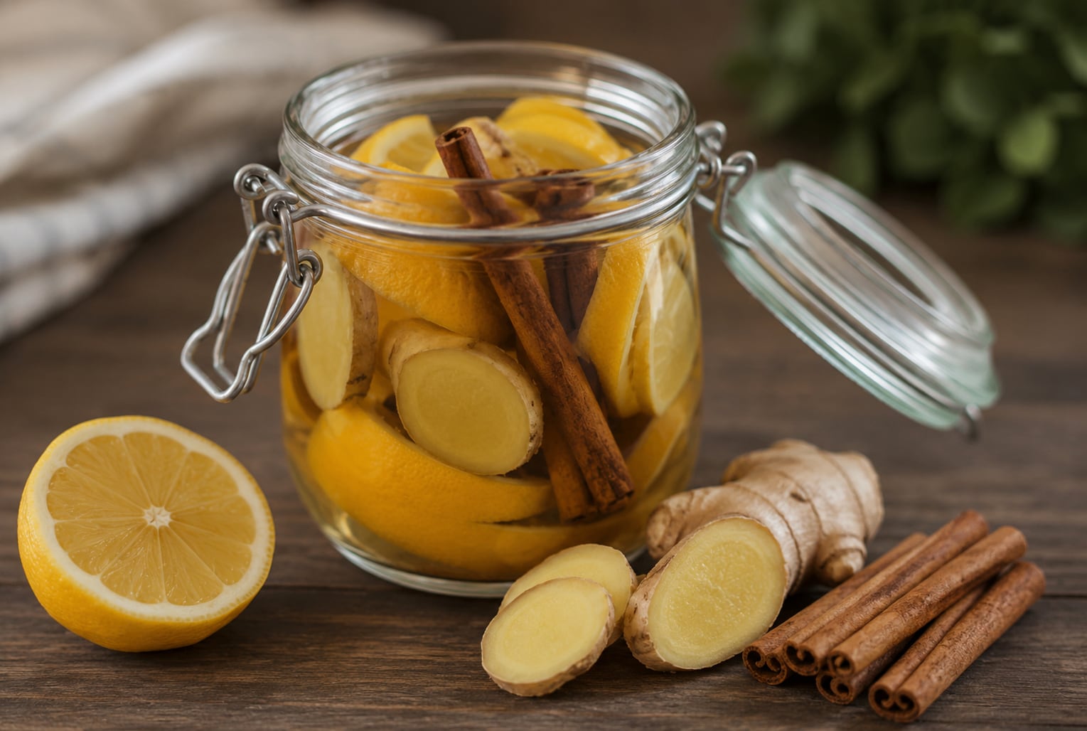 El limón, la canela y el jengibre liberan aromas naturales al hervirse. La mezcla ayuda a mejorar el ambiente en espacios cerrados.