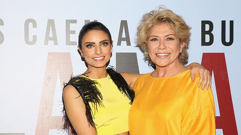 MEXICO CITY, MEXICO - FEBRUARY 24: Aislinn Derbez and her mother Gabriela Michel attend "A La Mala" Mexico City premiere at Cinepolis Antara Polanco on February 24, 2015 in Mexico City, Mexico. (Photo by Victor Chavez/WireImage)